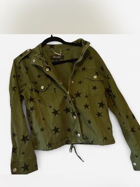 Jou Jou Olive Green Star-Print Utility Jacket